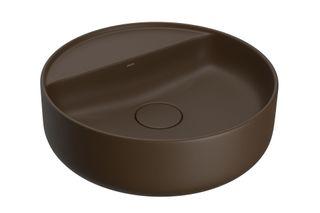 Cuba Redonda de Apoio 40cm com Deck Marrom Fosco
